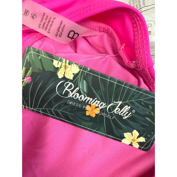 Blooming Jelly Women's Swimsuit One Piece Push Up Tommy Control Pink Size Medium - Picture 9 of 9